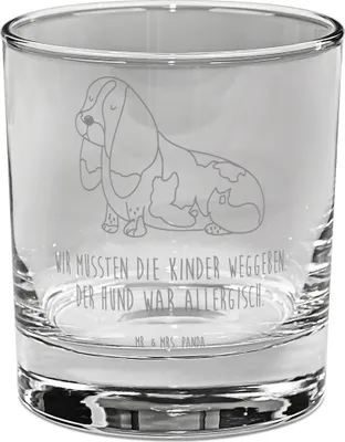 Produktbild von Mr. & Mrs. Panda Tumbler Hund Basset Hound - Transparent - Geschenk, gravur glas, für Gin, Tierliebhaber, Ballonglas, Cocktailglas, Lustig