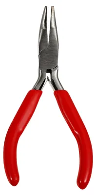 Produktbild von Drahtwickelzange mit gebogenen Spitzen aus rostfreiem Kohlenstoffstahl und rutschfestem Griff für die Schmuckherstellung