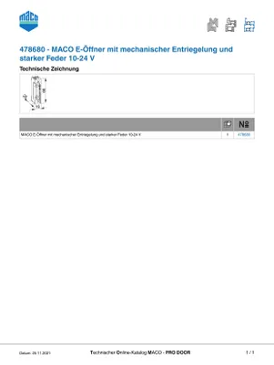 Produktbild von Maco 478680 Elektroschloss 10-24 V für PVC-Türen