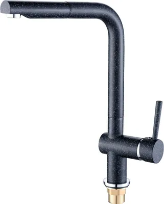 Obrázek produktu pro Designová dřezová baterie stojánková s výsuvným L-výtokem černá žula