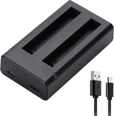 Produktbild von Trade-Shop Ladegerät Ladestation für 2 Akkus mit LED-Anzeige inkl. Micro-USB Ladekabel für IS360X2B Li-Ion Akku passend für Insta360 ONE X2 Kamera