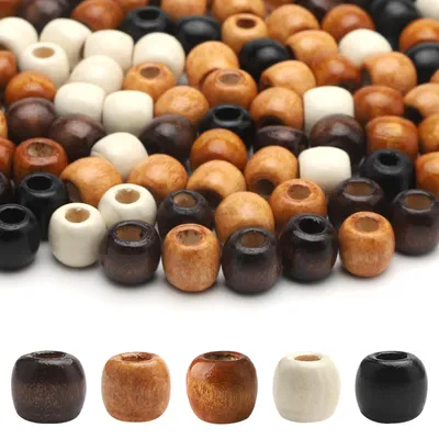 Makramee-Holzkugeln, 200 Stück, 5 Farben, 12 mm, mit elastischem Faden