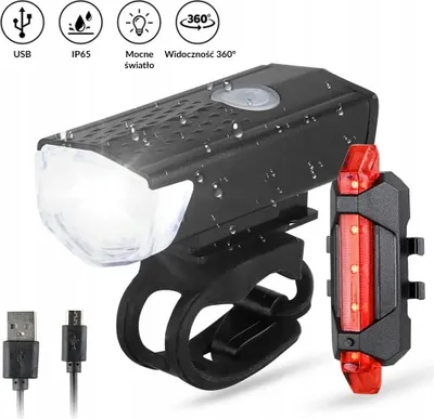Bicykel Svetelný Výkonný Set Predné Zadné Led Usb