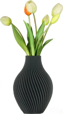 Obrázek produktu pro Umělá váza na květiny 3D šedá vysoká 16 cm dekorativní plastová