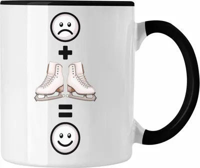 Produktbild von Trendation - Eiskunstlauf Tasse Geschenk für Eiskunstläuferin  :( + Eiskunstlauf = :) Lustige Geschenkidee Geburtstag (Schwarz)