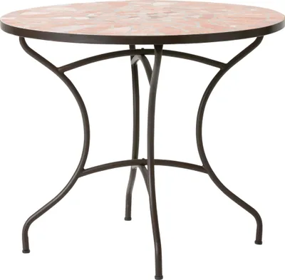 Produktbild von Dehner Mosaiktisch Chiara groß, 4 Sitzplätze, mediterranes Design, Ø 90 cm, Höhe 75 cm, Metall / Stein, braun / Apricot