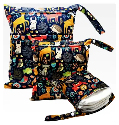 Produktbild von 3 Stück Wetbag, Nasstasche, Windeltasche für unterwegs, wiederverwendbar, wasserdicht, mit Reißverschluss, für Schwimmen, Camping, Reisen, Fitness, Strand (Giraffe)