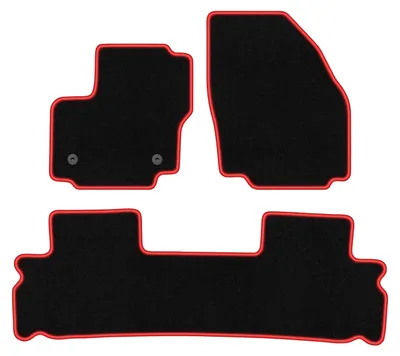 Image de Tapis de sol en moquette noir/rouge pour Ford Galaxy MK2 2012-2015 3 pièces