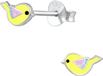Produktbild von Kinderohrstecker: Mädchen Ohrringe Silber „Glitzer Vogel“