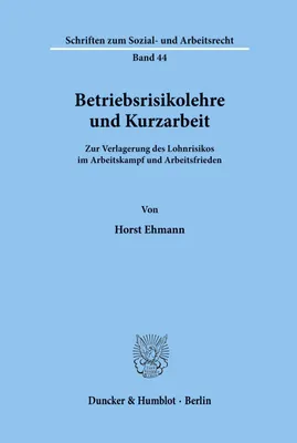 Produktbild von Betriebsrisikolehre und Kurzarbeit.