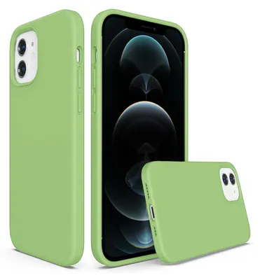 Produktbild von Conie TPU Schutzhülle für iPhone 12 Mini Tasche Case Cover Bumper Silikon Mikrofaser Inlay Hülle in Grün matt