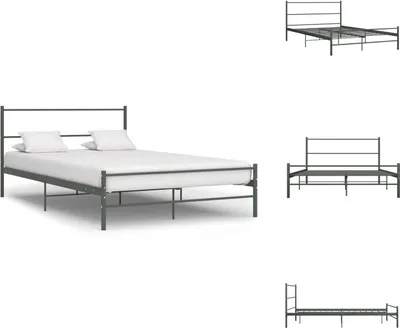 Produktbild von vidaXL Bettgestell Grau Metall 160×200 cm -  Betten & Bettgestelle
