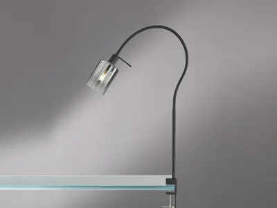 Produktbild von Flexible Schwanenhals LED Klemmlampe & Leselampe Schwarz Lampenschirm Rauchglas