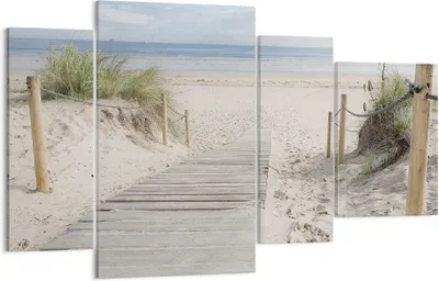 Produktbild von Bild auf Leinwand - Leinwandbild - 4 Teile - Strand Düne Eintritt - 120x70cm - Wand Bild - Wanddeko - Wandbilder - Leinwanddruck - Bilder - Wanddekoration - Leinwand bilder - Wandbild - DL120x70-4188