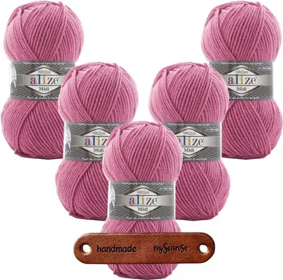 Produktbild von 5 x ALIZE Superlana Midi 178 Dark Pink mit Label