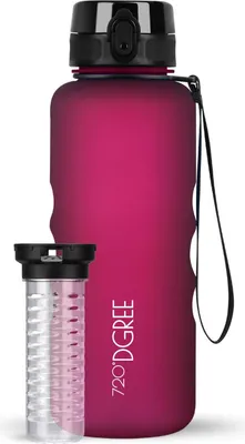 Produktbild von uberBottle softTouch Trinkflasche mit Fruchtbehälter 1500ml / Lavish Plum/ 720DGREE