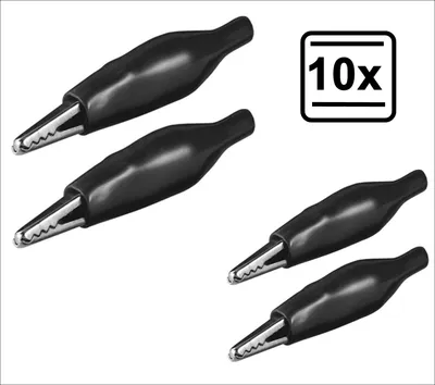 Produktbild von 10x Krokodilklemme mit Aufschub-Isolierung 51mm Kroko Klemme #R7-E9