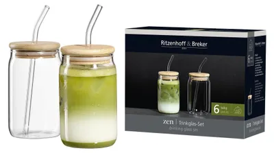 Produktbild von RITZENHOFF & BREKER Trinkglas-Set "Zen" mit Deckel & Halm 802455 4006344824803