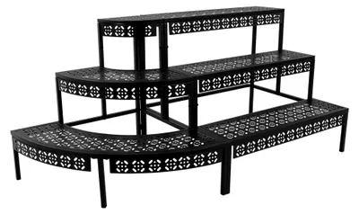 Produktbild von 3-stufiges Blumenregal aus Eisen, multifunktionaler Pflanzenständer in Schwarz für den Außenbereich, mehrstöckige Pflanzentreppe für Terrasse, Garten und Balkon