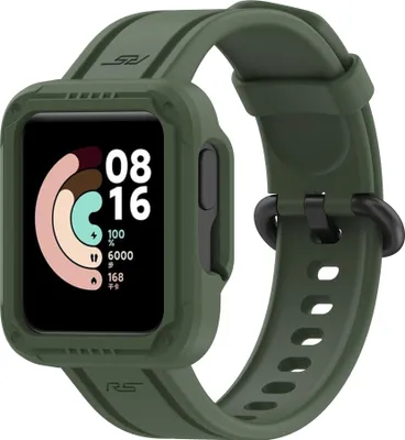 Produktbild von Strap-it Xiaomi Mi Watch Lite Silikonarmband mit Rahmen (Dunkelgrün)
