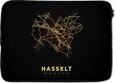 Produktbild von MuchoWow® Laptop Hülle 13 Zoll Stadtplan - Karte - Belgien - Hasselt - Gold Laptoptasche - Laptophülle - Sleeve - Rundumschutz