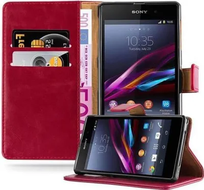 Produktbild von Cadorabo Hülle für Sony Xperia Z1 Schutzhülle in Rot Handyhülle Book Tasche Case Etui Luxury