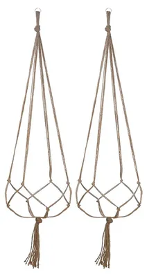 Produktbild von 2 Hängepflanzenkörbe, Hängeblumentöpfe, Makramee-Pflanzenhänger-Set, Hängetöpfe für Zimmer- und Gartenpflanzen, Balkon, Dekoration, Decke, Garten (105 cm x 2)