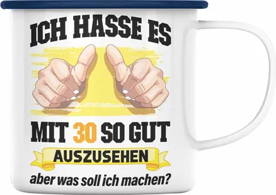 Produktbild von Trendation - 30. Geburtstag Emaille Tasse Frau Männer Geschenk 30er Geschenkidee 30 Mutter Vater Mann Frauen Lustig Geschenke (Blau)