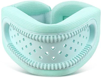 Immagine prodotto di Cuscino cervicale – un cuscino per il collo ideale per dormire, che allinea, stabilizza e sostiene il collo e la colonna vertebrale; leggero e traspirante (blu).
