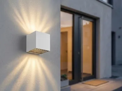 Produktbild von Globo Lighting Außenleuchte Aluminium weiß matt, Glas klar, schwarz, Richtung Lichtschein: auf- und abwärts, IP54, BxH: 100x100mm, AL: 100mm, inkl. LED 6W 230V, 660lm Source, 106lm Output, 3000K