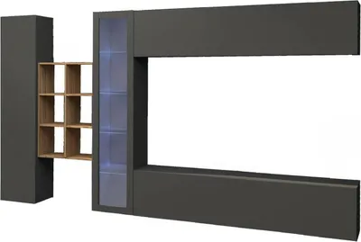 Produktbild von Wohnzimmermöbel Dino,  100%  Italy,  cm 280x30h180,  Anthrazit und Ahorn