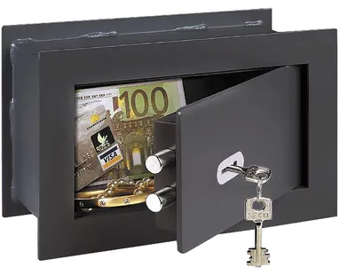 Productafbeelding van Muurkluis met sleutel, 3,5 l, 180 x 260 x 148 mm