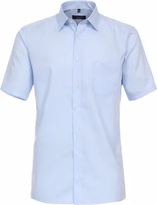 Produktbild von CASAMODA Herren Businesshemd Kurzarm Kent Comfort-Fit Hellblau kariert 42