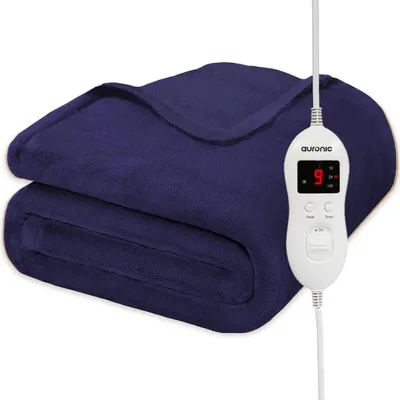 Produktbild von Auronic Elektrische Heizdecke - 160 x 120 cm - 1 Person Wärmedecke - 9 Wärmestufen - Kuscheldecke - Fleece - Blau