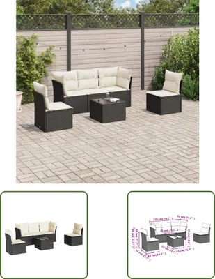 Produktbild von The Living Store 6-tlg. Garten-Sofagarnitur mit Kissen Schwarz Poly Rattan