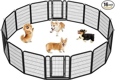 Imagen del producto de 16 vallas para perros, de metal, con una altura de 80 cm