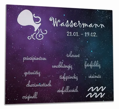Produktbild von Wallario Herdabdeckplatte aus Glas, Größe 60 x 52 cm 1-teilig, Motiv Sternzeichen Wassermann