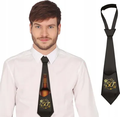 Productafbeelding van Verjaardagsfeest, stropdas, bierfles, 18 jaar, carnaval, feestaccessoire, leuk, kleur: zwart