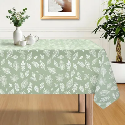Produktbild von Tischdecke Frühling Sommer Blätter 140x180cm Salbeigrün Polyester