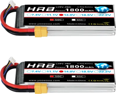 Obrázek produktu pro 4S Lipo baterie, kapacita 1800mAh, rychlost vybíjení 50C, 4S 1800mah XT60 2PC