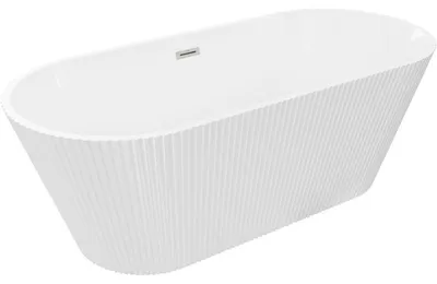 Obrázek produktu pro Mexen Yara volně stojící vana rýhovaná 170 x 75 cm, bílá, přepad kartáčovaný nikl - 52861707500-97