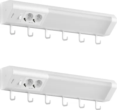 Produktbild von 2er Set Oktaplex 50cm LED Unterbauleuchte mit Steckdose Küchenlicht warmweiß 230V mit Schalter