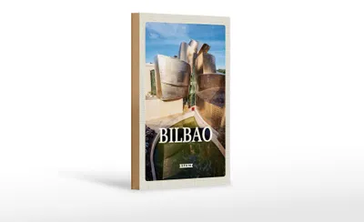 Produktbild von Holzschild Reise 12x18 cm Bilbao Spain Hafenstadt Urlaubsort
