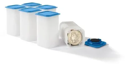Produktbild von Sqube Münztube für 20 Münzen mit Durchmesser 38 – 39 mm, stapelbar, 6er Pack