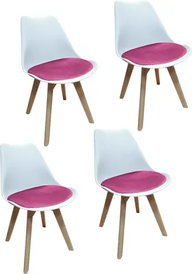 Produktbild von Esszimmerstuhl Samt 4er Set Atlanta Weiß/Pink