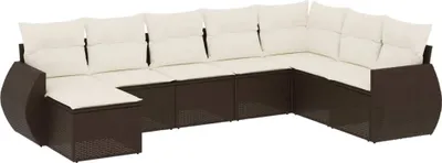 Produktbild von vidaXL 8-tlg. Garten-Sofagarnitur mit Kissen Braun Poly Rattan