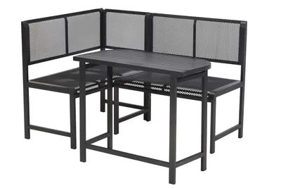 Produktbild von Merxx Gartenmöbel Eckbank Set Elos, 1 Eckbank, 1 Klappentisch 90 x 50 cm - Aluminium