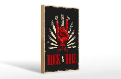 Produktbild von Holzschild Retro 20x30cm Rock & Roll Musik