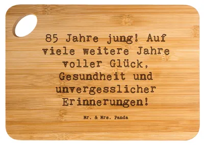 Produktbild von Mr. & Mrs. Panda Küchenbrett Spruch 85. Geburtstag Freude - Transparent - Geschenk, 85 Jahre, holzschneidebrett, Brett, Jubiläum, Frühstücksbrettchen, Alter, Holzbrett