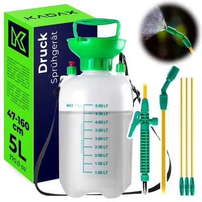 Immagine prodotto di Spruzzatore a pressione KADAX da 5 litri, spruzzatore a pressione con lancia da 160 cm, spruzzatore da giardino, spruzzatore per piante da giardino e serra, flacone spray a pompa